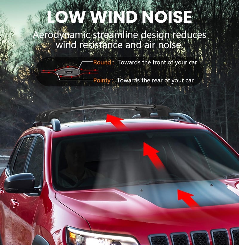 Soruci 300lbs Roof Rack Cross Bars Compatible with Jeep Cherokee 2014-2023 (Not for Jeep Grand Cherokee), Aluminum Lockable Car Roof Rails Crossbar for Rooftop Cargo Luggage Kayak Canoe Bike Snowboard - Image 5